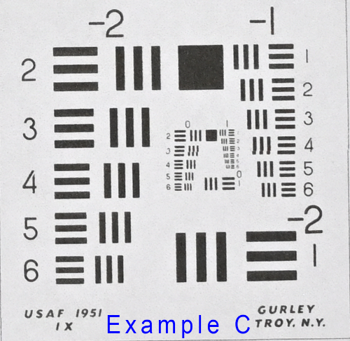 1951 Air Force Resolution Chart Prime Lens Test